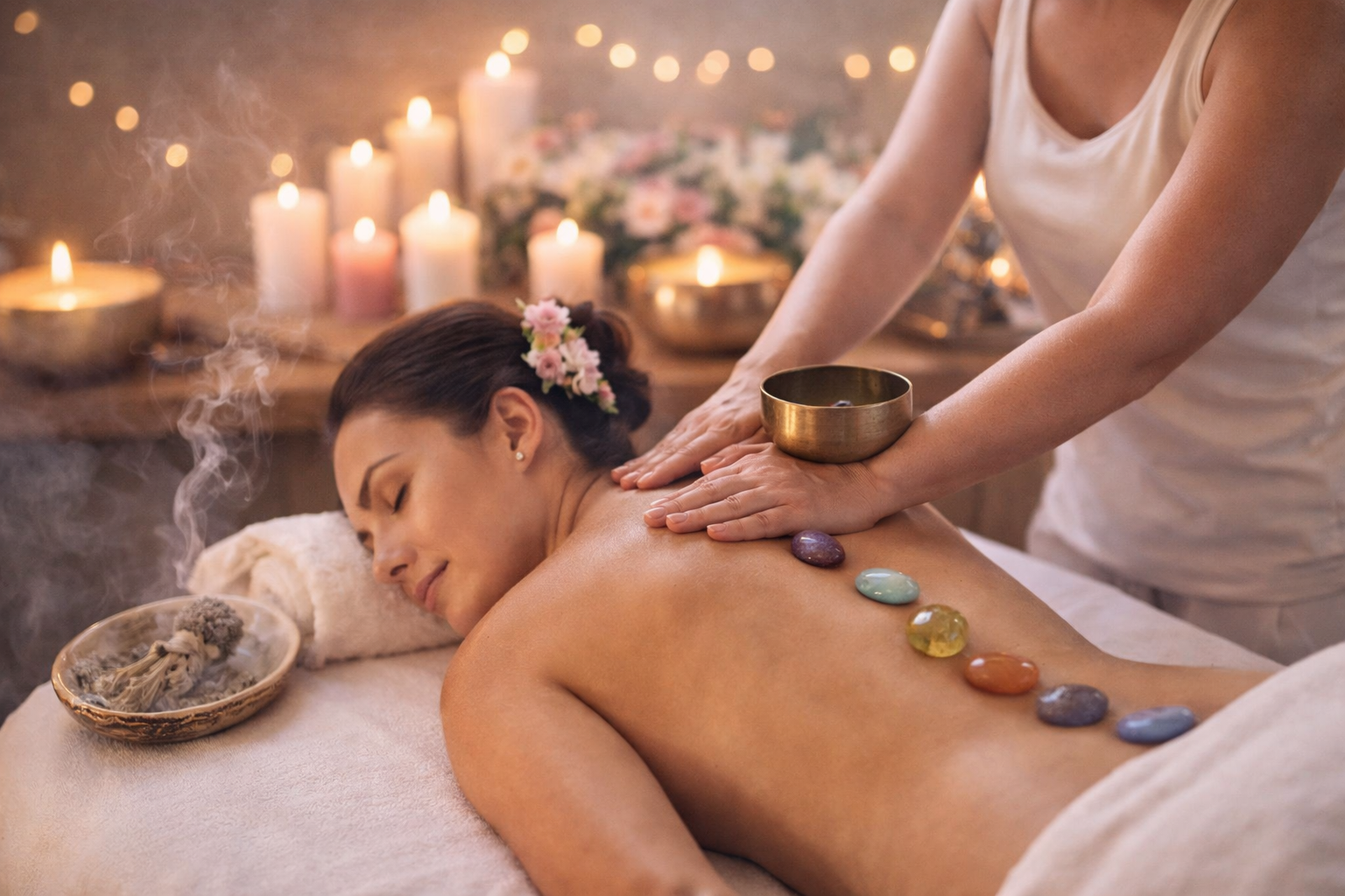 INICIO masaje con cristales chakra